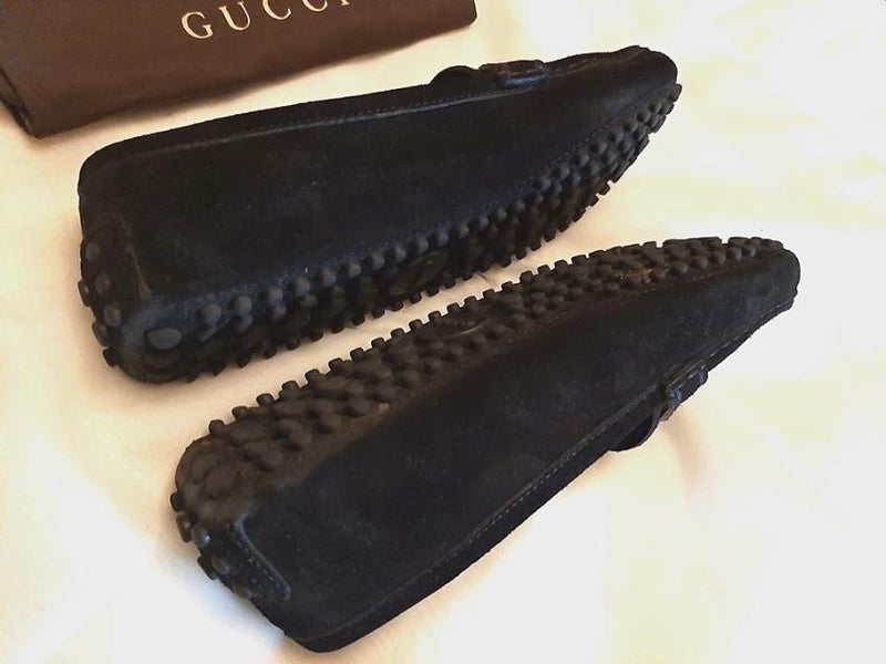 Black Suede Interlocking G Loafers