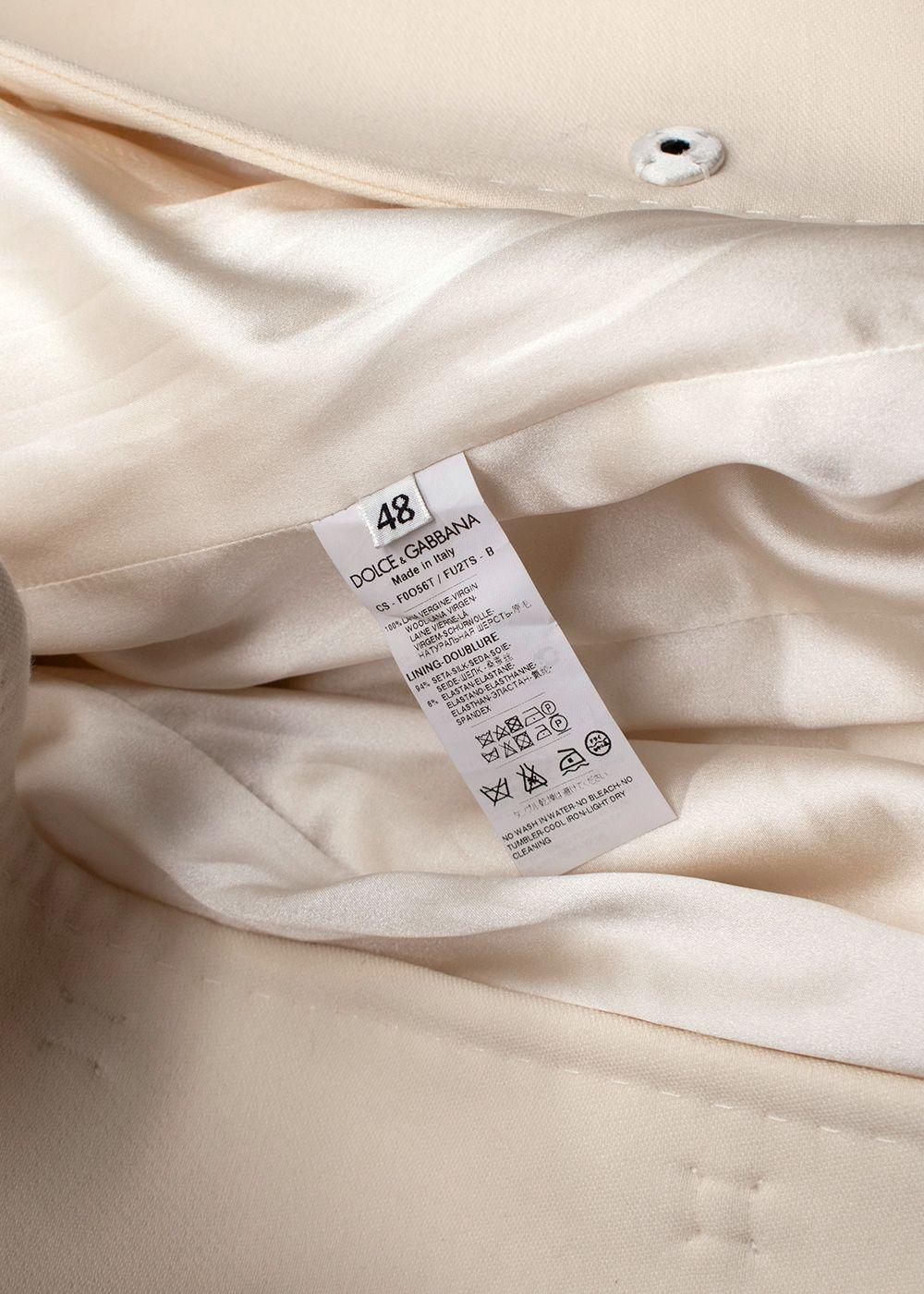 Dolce & Gabbana Cream Double Breasted Longline  Wool Coat