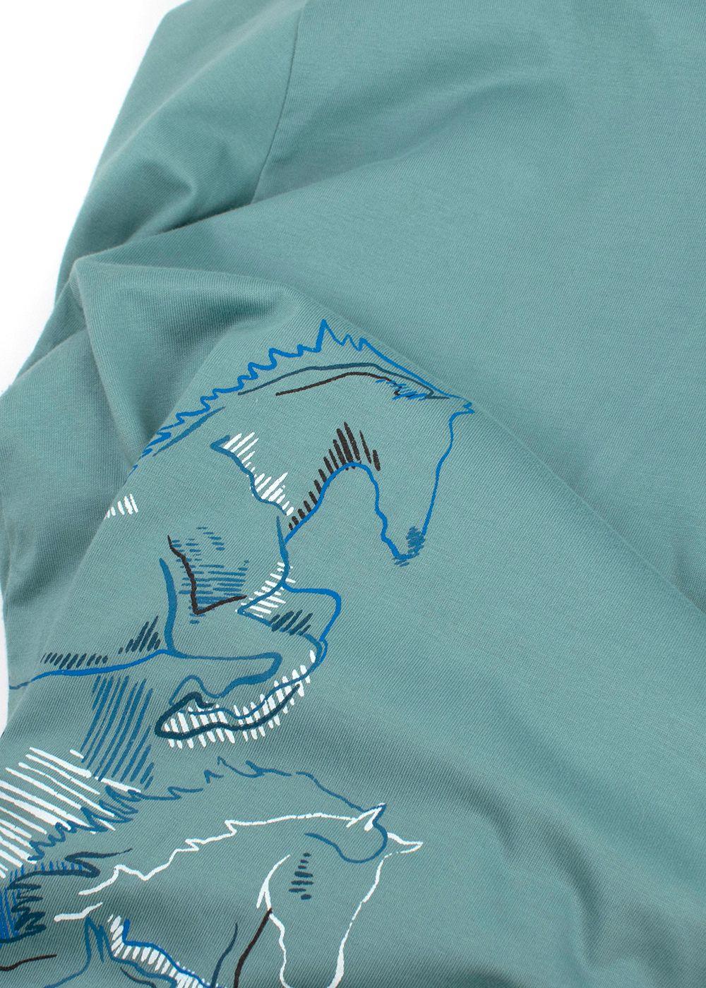 Hermes Teal Horse Print T-Shirt
