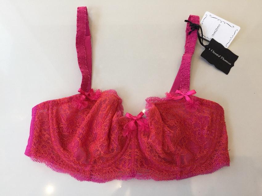 Chantal Thomass Fuchsia Pink & Orange Calais Leavers Lace Half Cup Bra