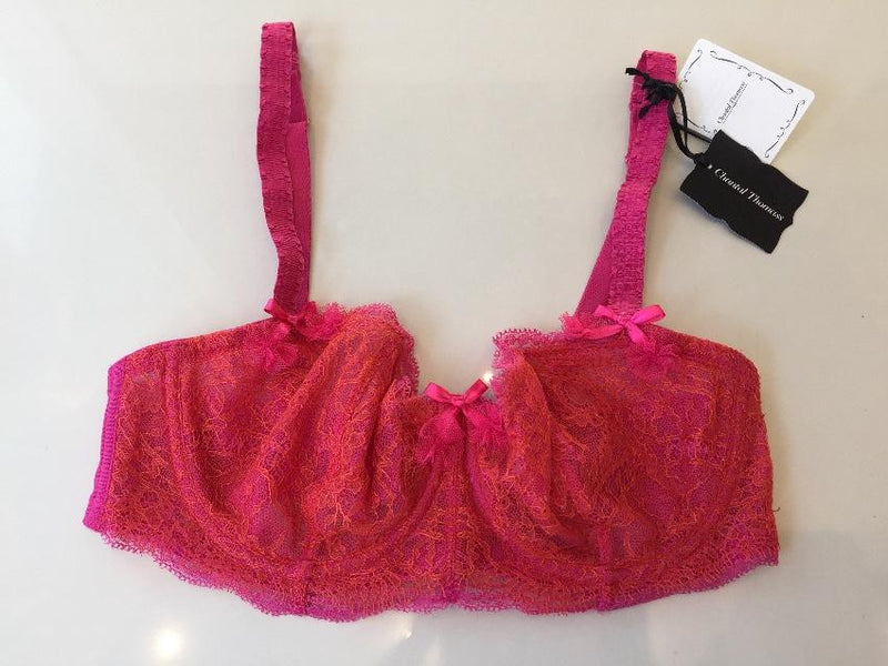 Chantal Thomass Fuchsia Pink & Orange Calais Leavers Lace Half Cup Bra
