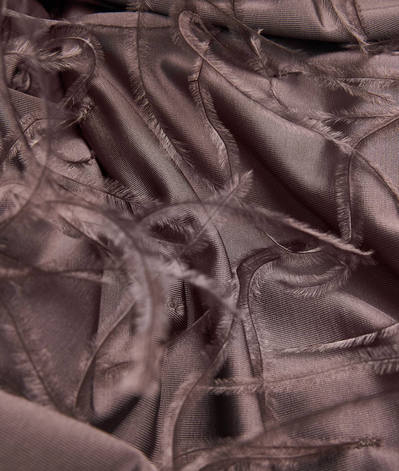Lapointe Lightweight Jersey Deep Cowl Neck Gown With Feathers