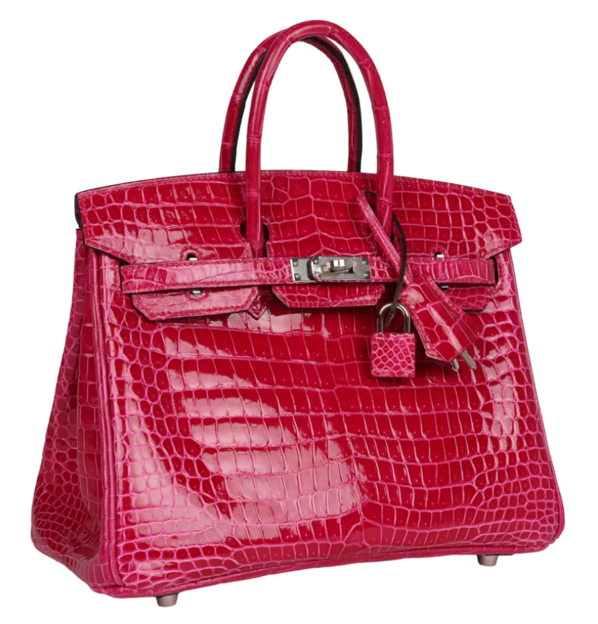 Hermes Birkin 25 Crocodile Porosus Lisse Rose Mexico Palladium Hardware