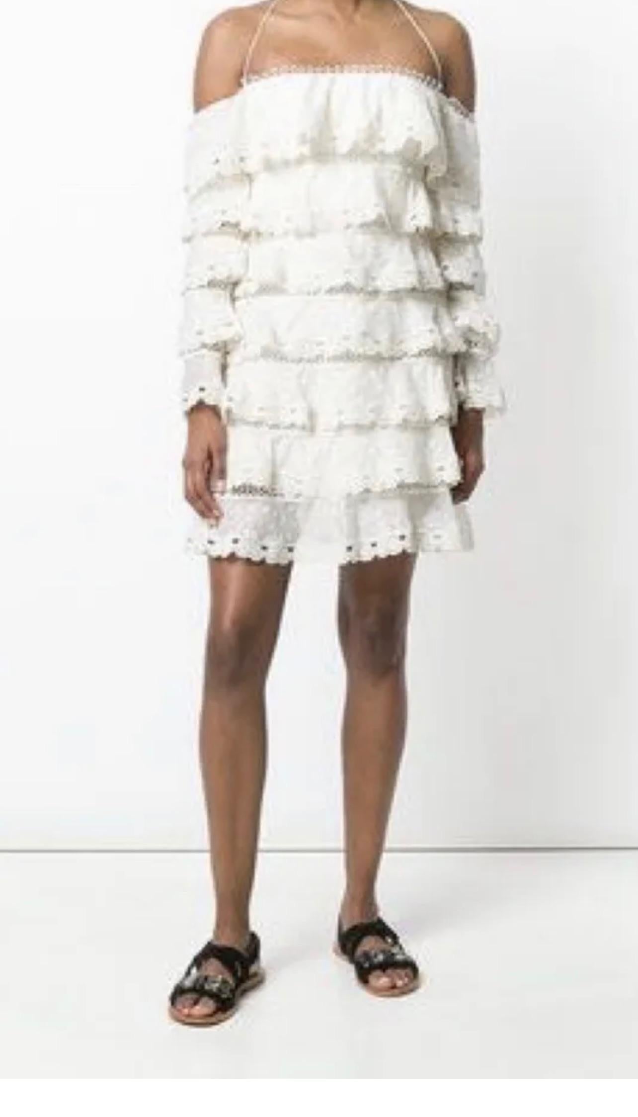Embroidered Lace Tiered Mini Dress