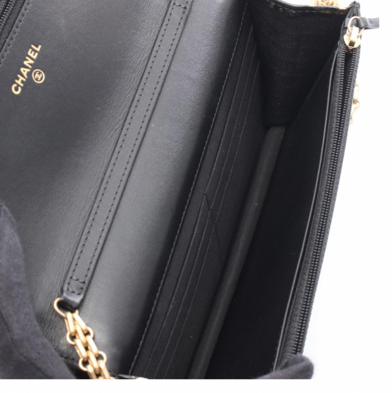 Chanel Pre-Fall 2019 Crocodile Embossed Calfskin Black and Gold Graffiti Bag with Gold Chain