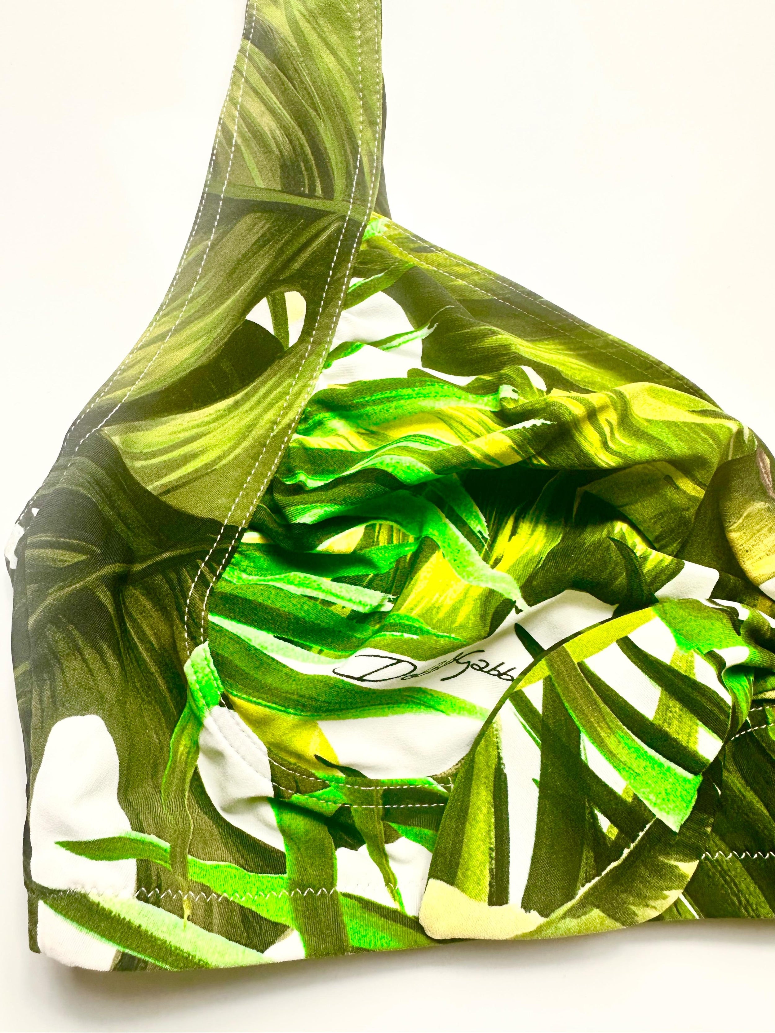 Green Palm-Leaf Print Bikini Set