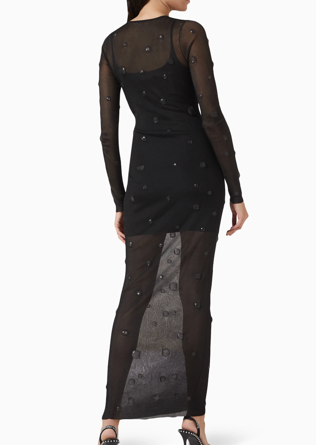 Alexander Wang Engineered Trapped Gem Dress in Sheer-Jersey