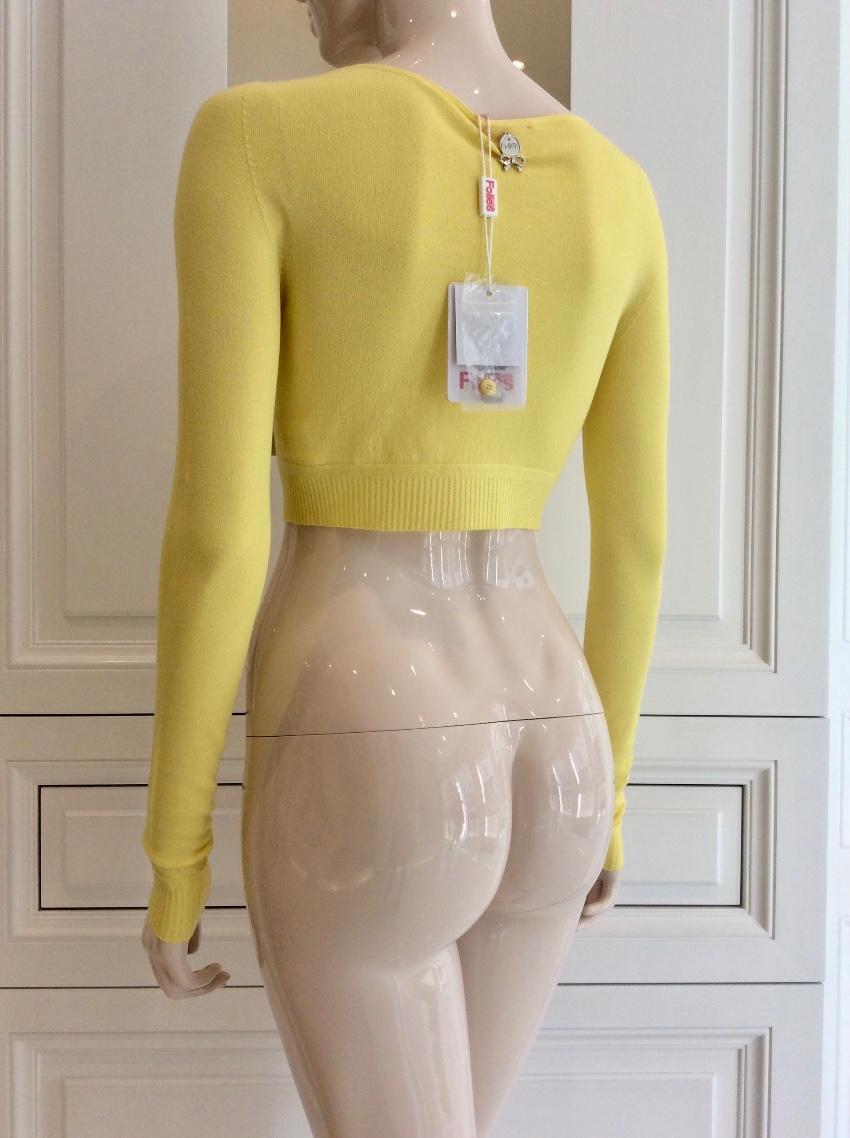 Blumarine Sunshine Yellow Soft Stretch Cropped Cardigan