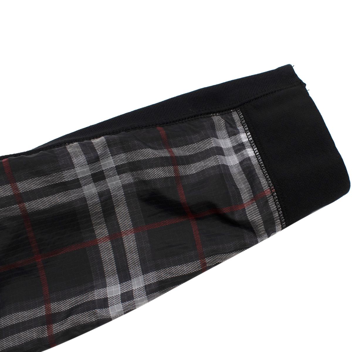 Burberry Black Check Sleeves Crewneck Sweatshirt