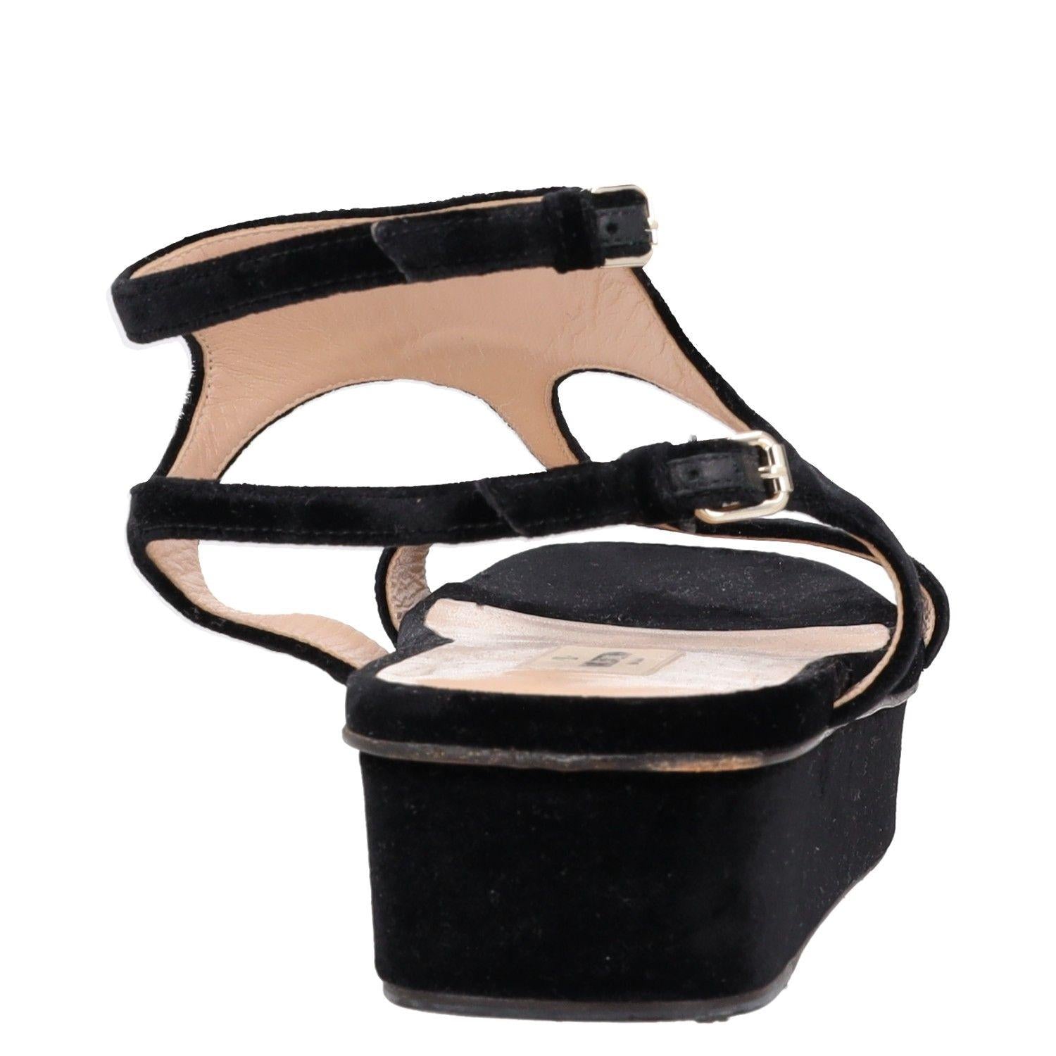Valentino Black Velvet Platform Sandals