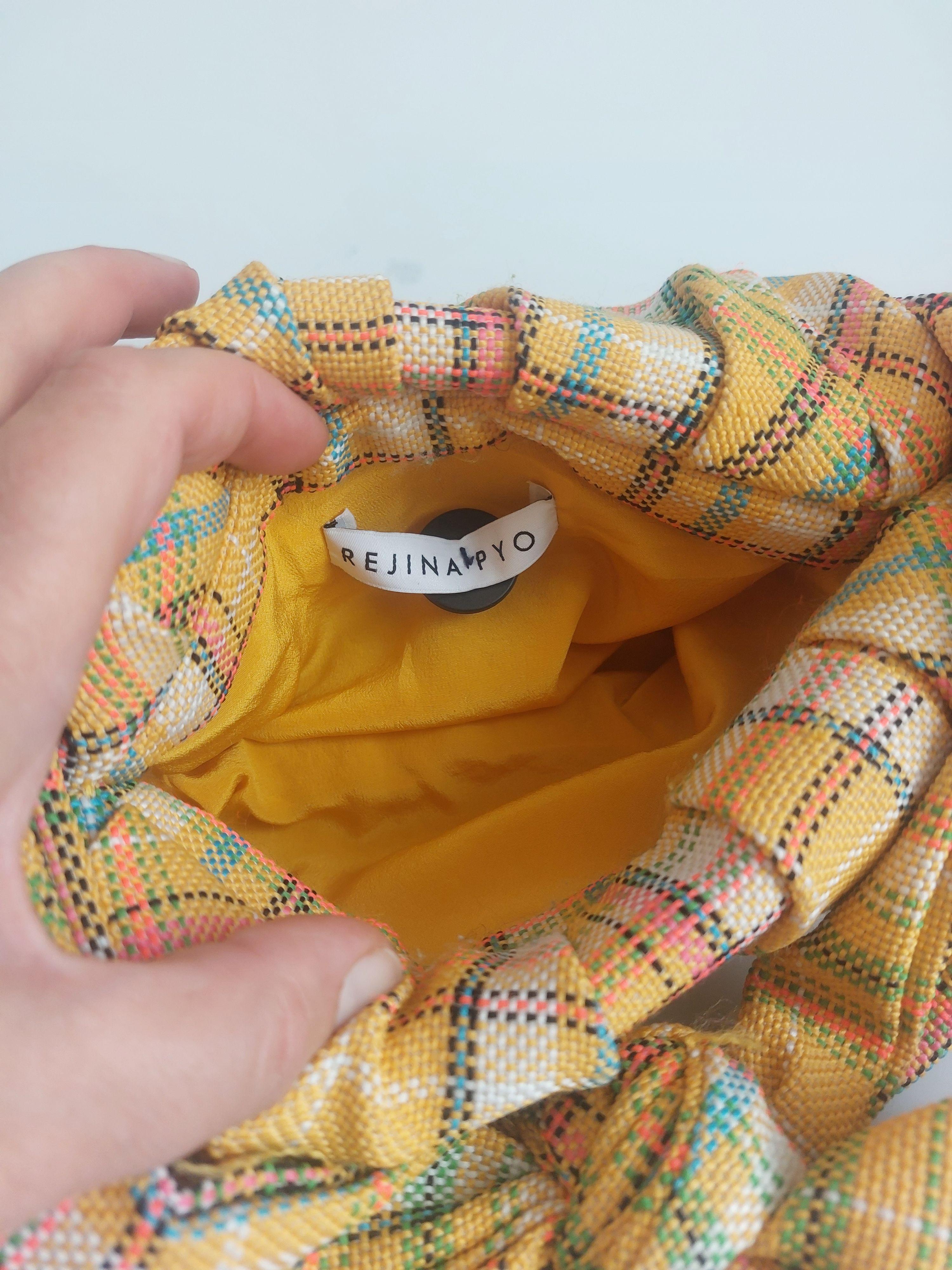 Yellow Nane Knotted Plaid Barrel Bag