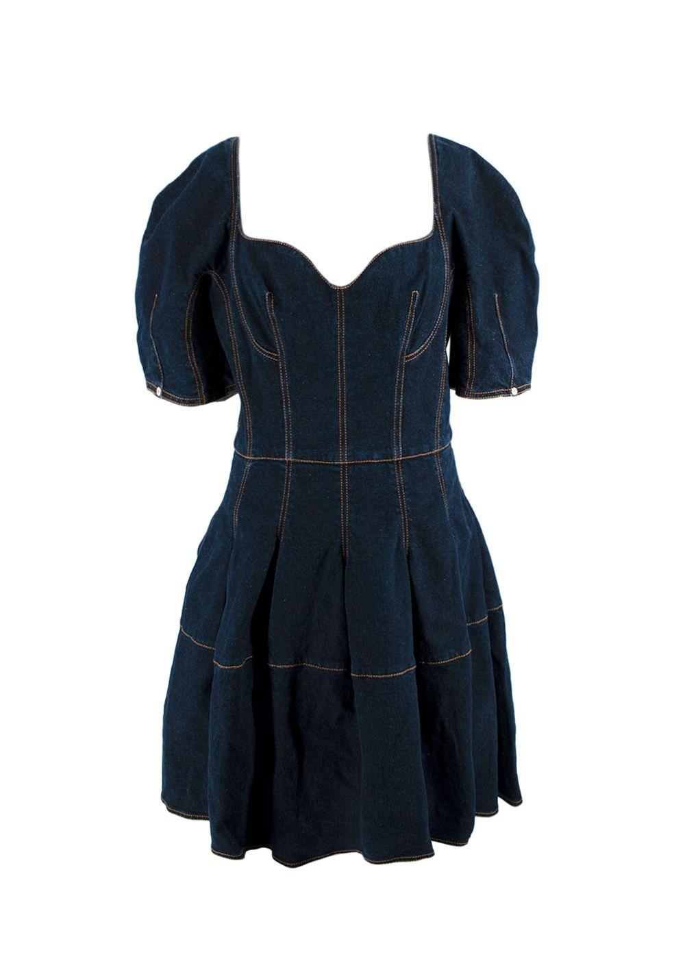 Alexander McQueen Denim Sweetheart Neckline Mini Dress