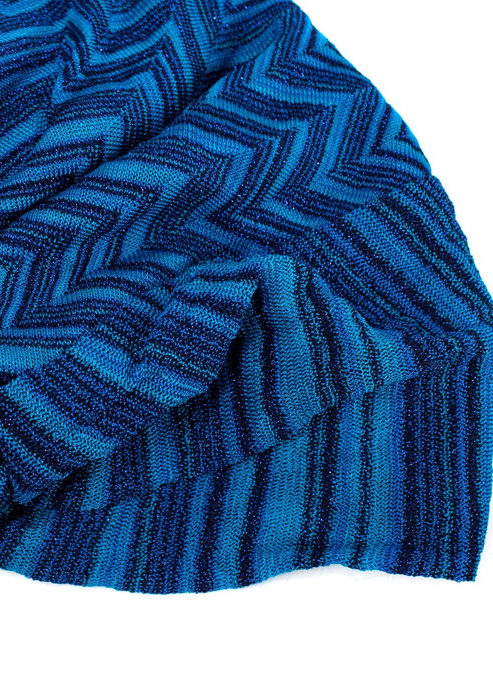 Missoni Blue Two-tone Zig-zag Knit Turban