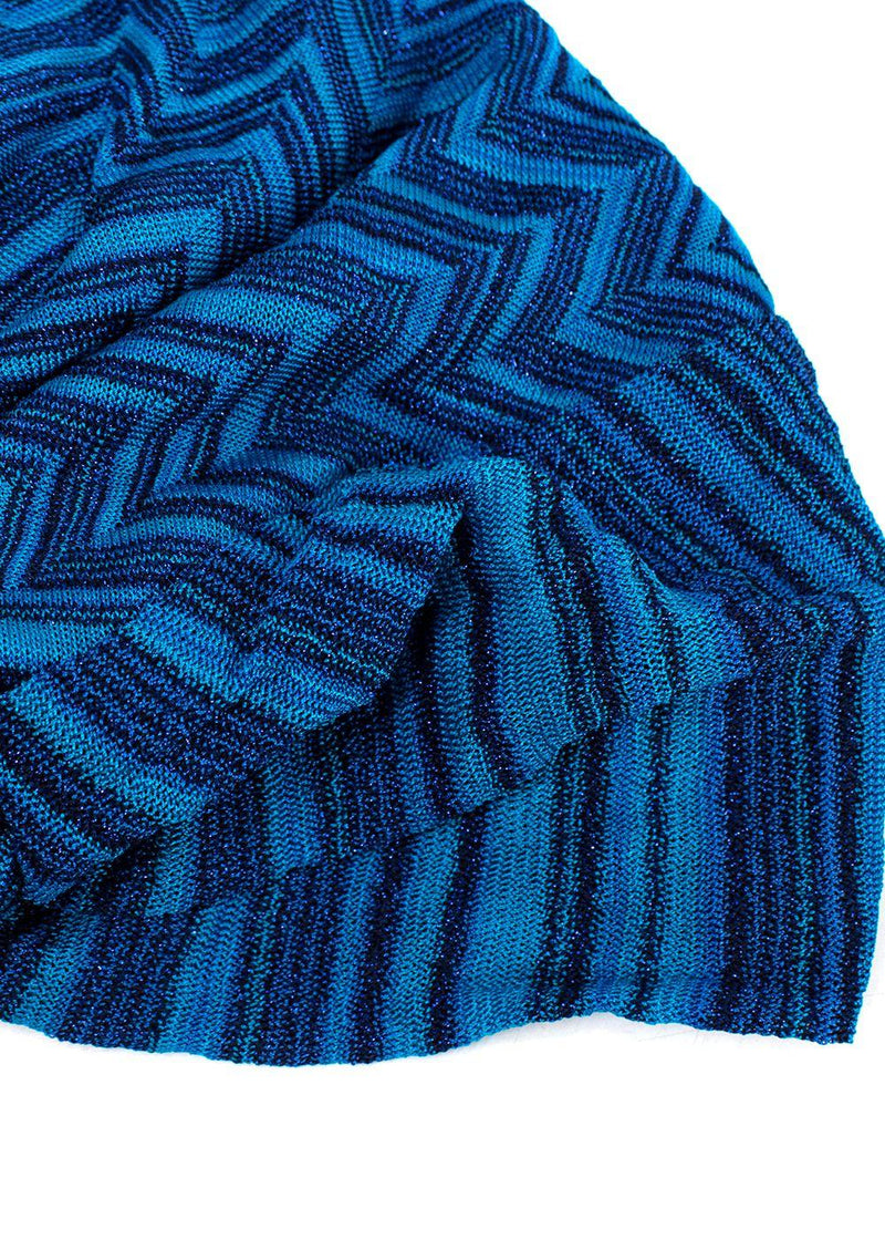 Missoni Blue Two-tone Zig-zag Knit Turban