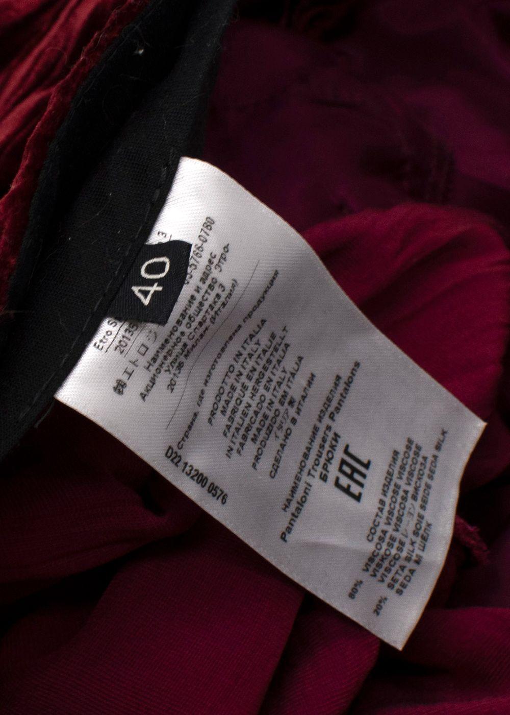 Etro Red Crushed Velvet Trousers