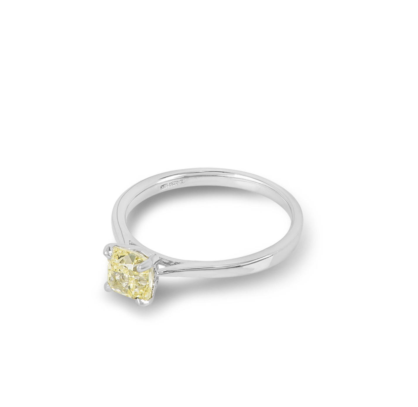 platinum & cushion-cut fancy yellow diamond ring 1.03ct 53EU