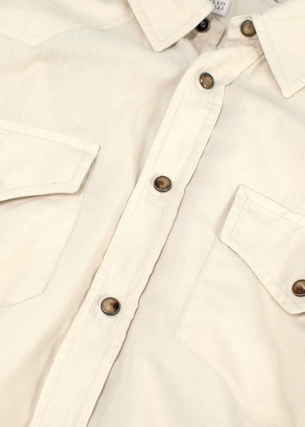 Brunello Cucinelli Cream Button-down Cotton Shirt