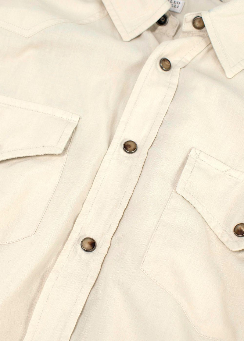 Brunello Cucinelli Cream Button-down Cotton Shirt