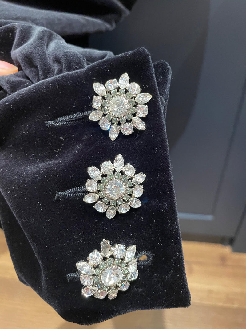 Velvet Off Shoulder Embellished Sleeve Mini Dress