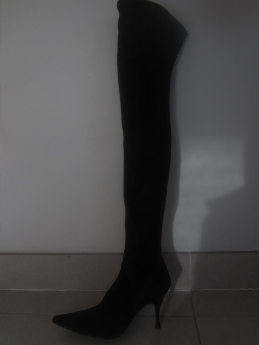 Sergio Rossi black suede over the knee boots