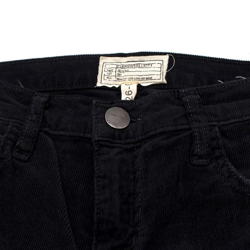 Current/Elliott 'The Kick Jean' Black Corduroy Trousers