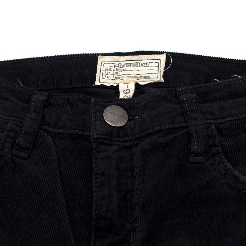 Current/Elliott 'The Kick Jean' Black Corduroy Trousers
