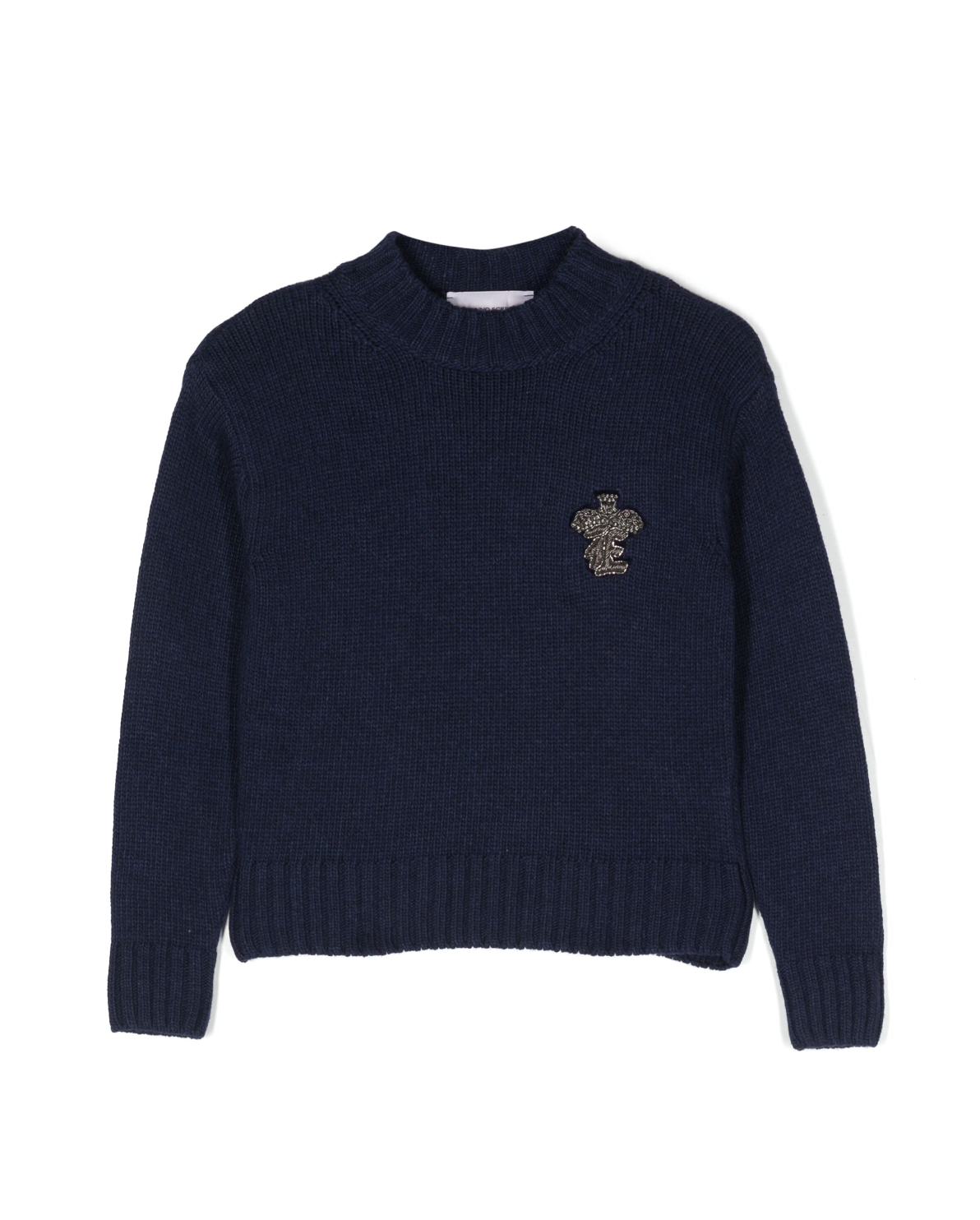 Ermanno Scervino Kids Navy Logo Patch Crew Neck Jumper