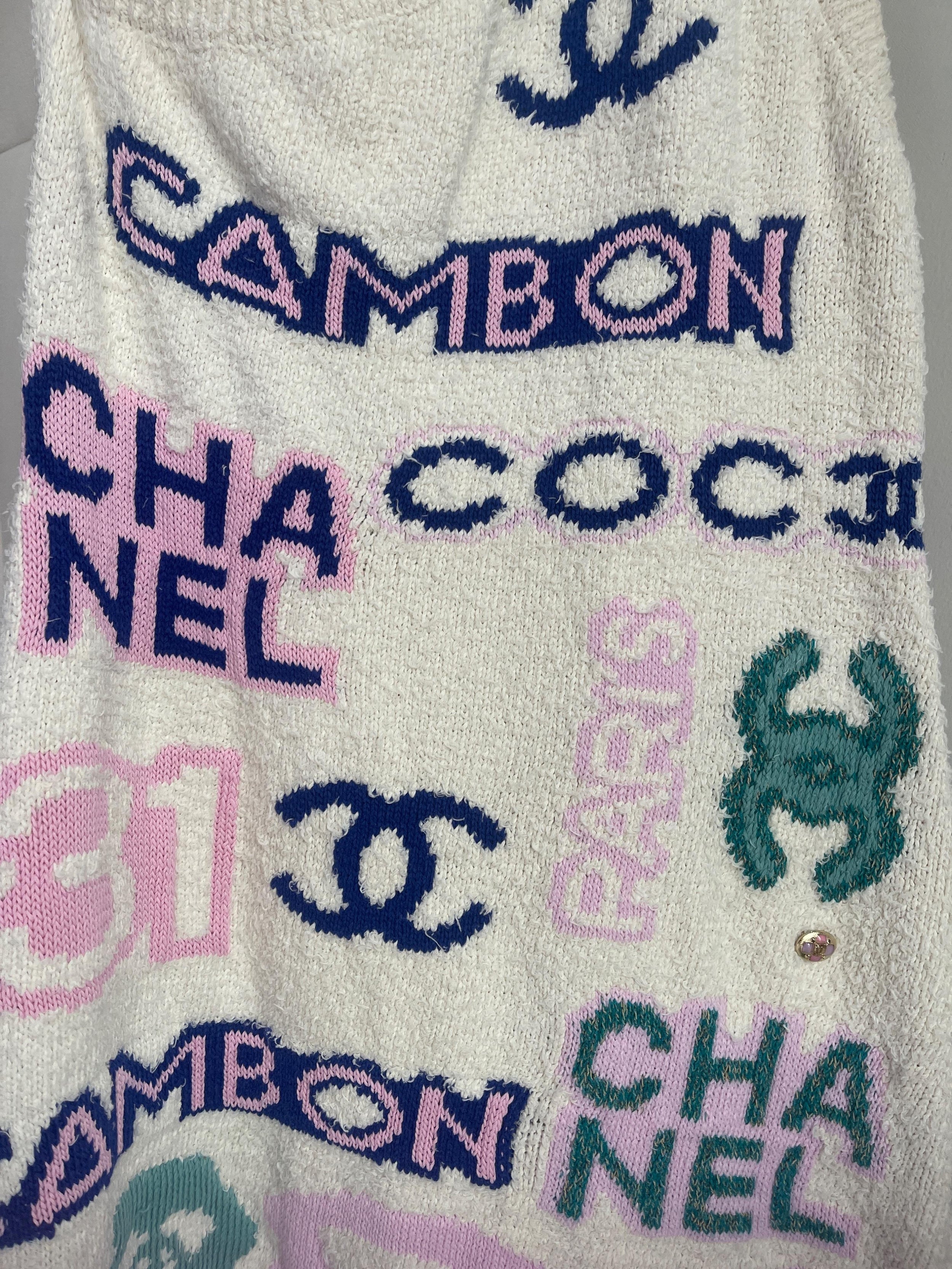 Chanel One Shoulder Knitted Logo Mini Dress