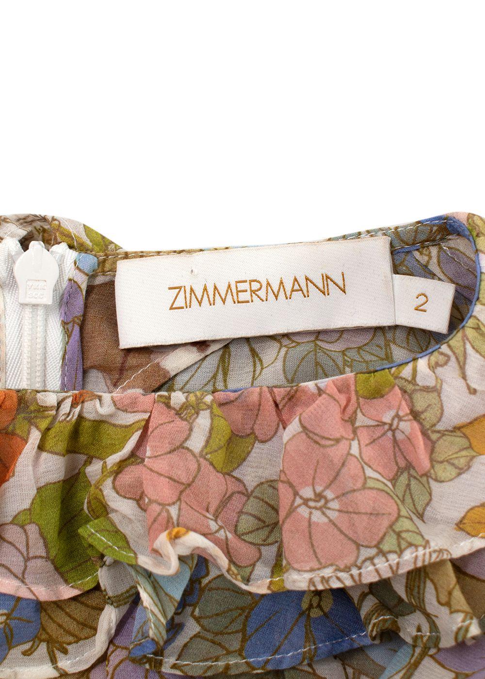 Zimmermann Floral Super Eight Ruffled Blouse