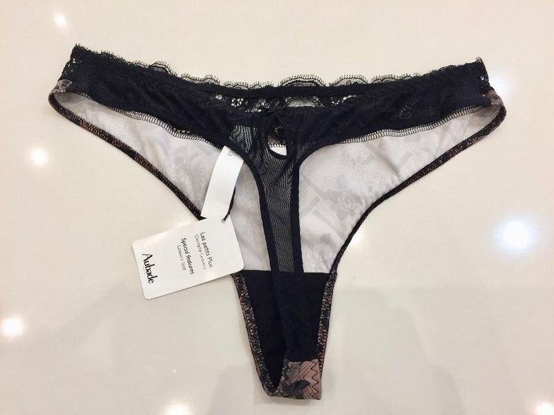 Aubade Art Deco Gatsby Print Satin Padded Plunge Bra & Tanga Set