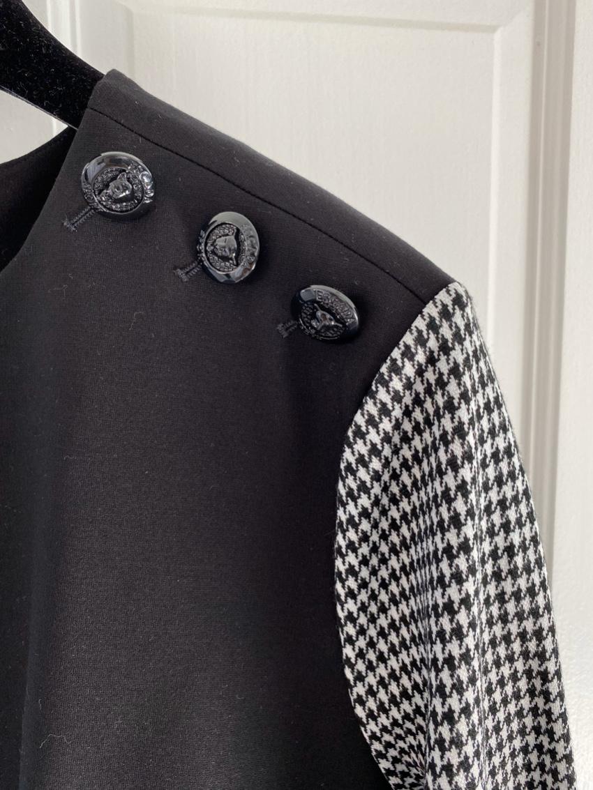Escada Sport Black Houndstooth Sleeve Dress