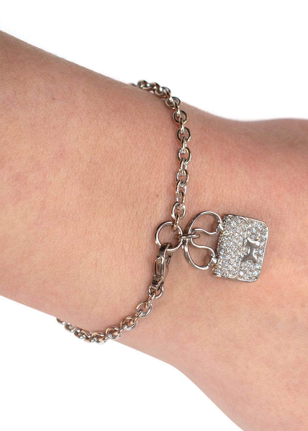 Hermes 18K White Gold Diamond Constance Amulettes Bracelet
