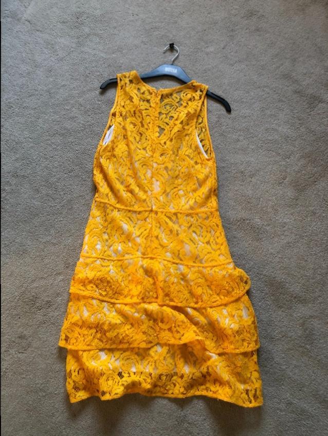 Michael Michael Kors Yellow Lace Tiered Dress
