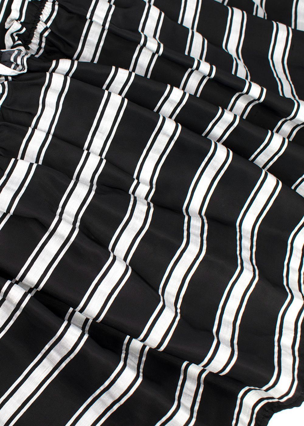 Lisa Marie Fernandez Black and White Striped Tiered Midi Skirt