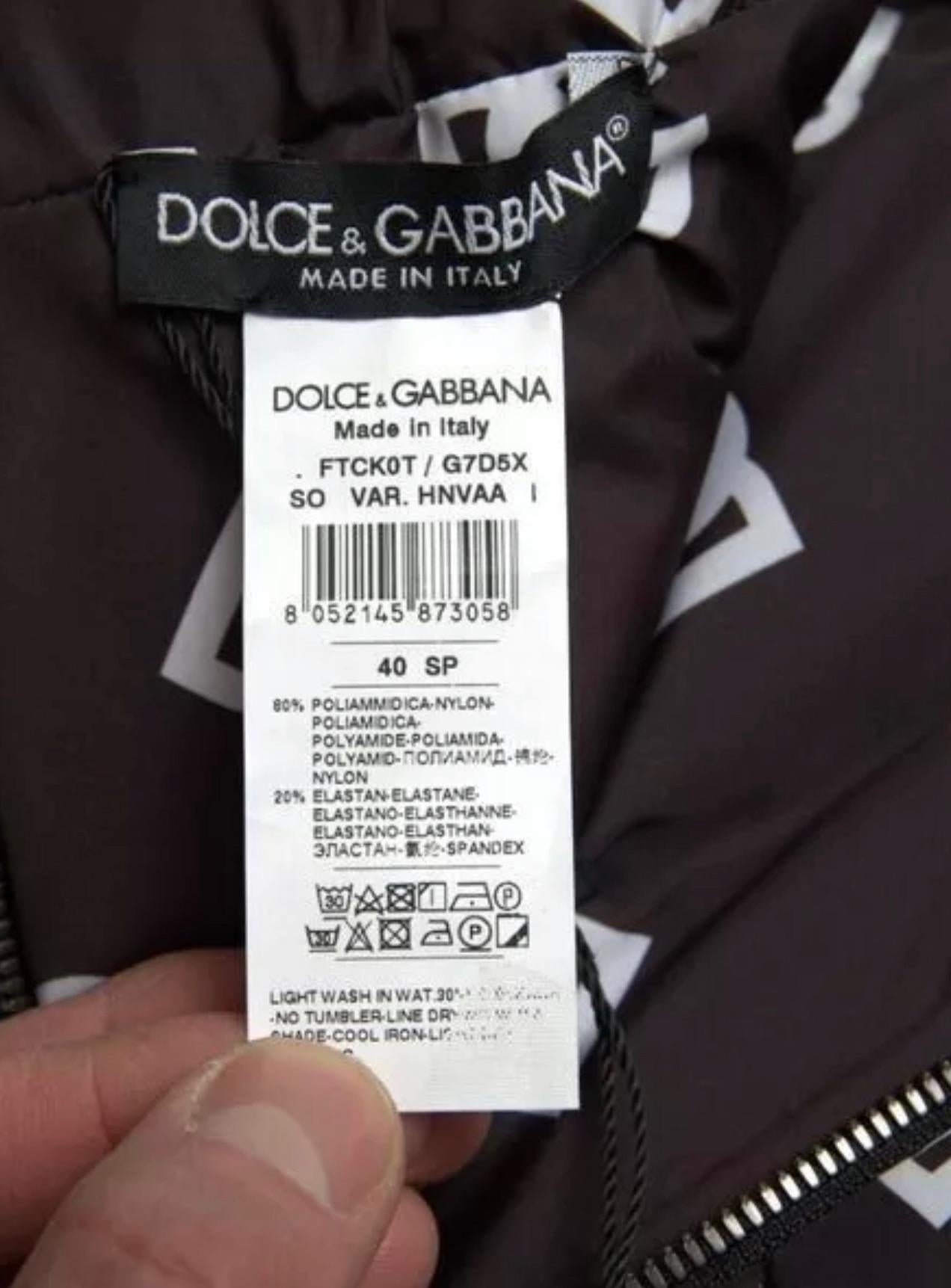 Dolce & Gabbana Black Logo Printed Padded Shorts