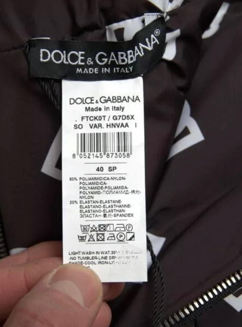 Dolce & Gabbana Black Logo Printed Padded Shorts