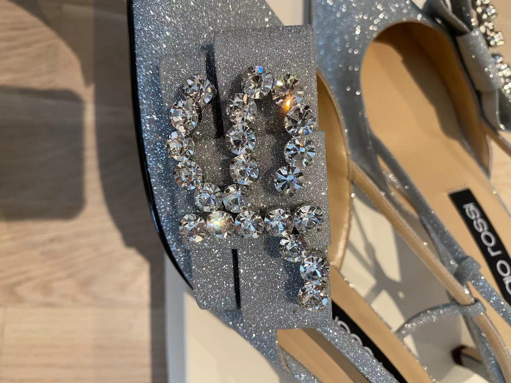 Silver glitter & crystal slingback heeled pumps