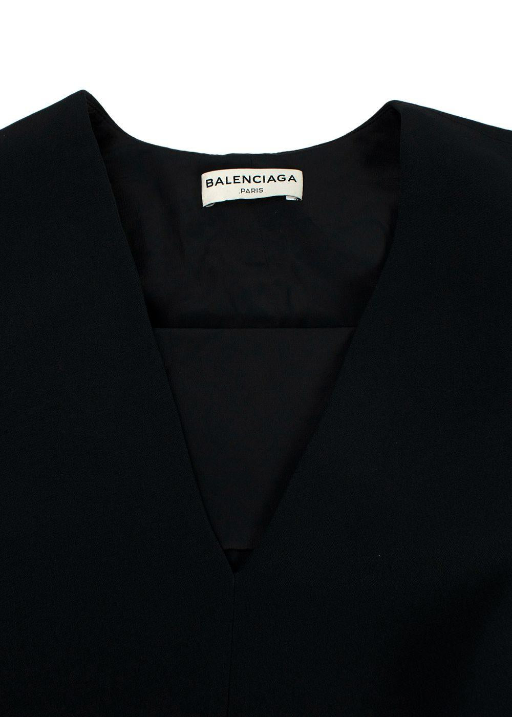 Balenciaga Black Crepe Top with Pink Tie Back