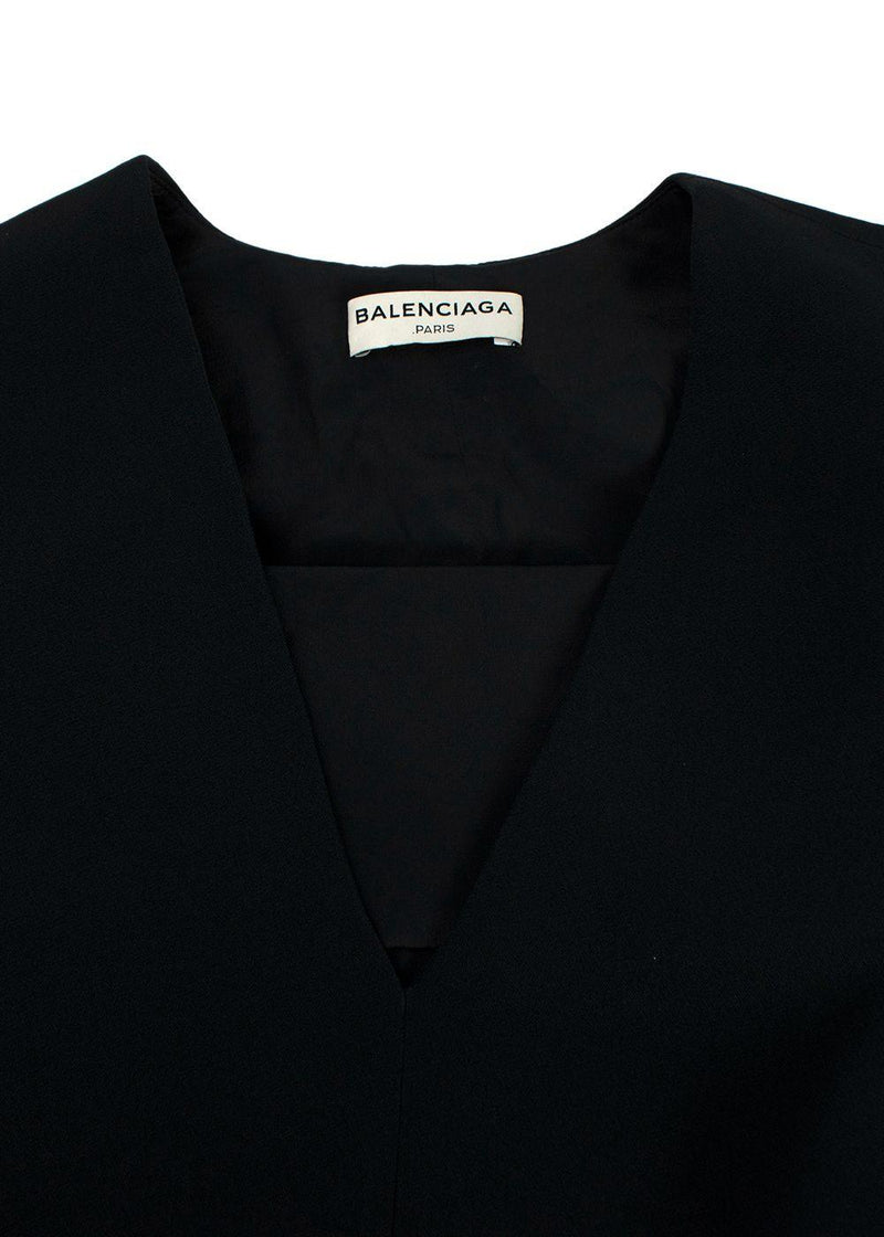 Balenciaga Black Crepe Top with Pink Tie Back