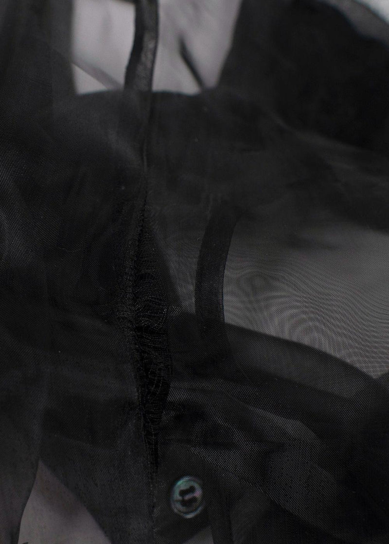 Staud Black Sheer Organza Hendrix Shirt and Bralette