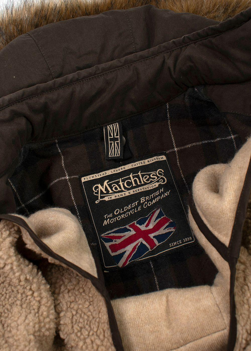 Matchless Waxed Cotton Biker Jacket with Fur Hood