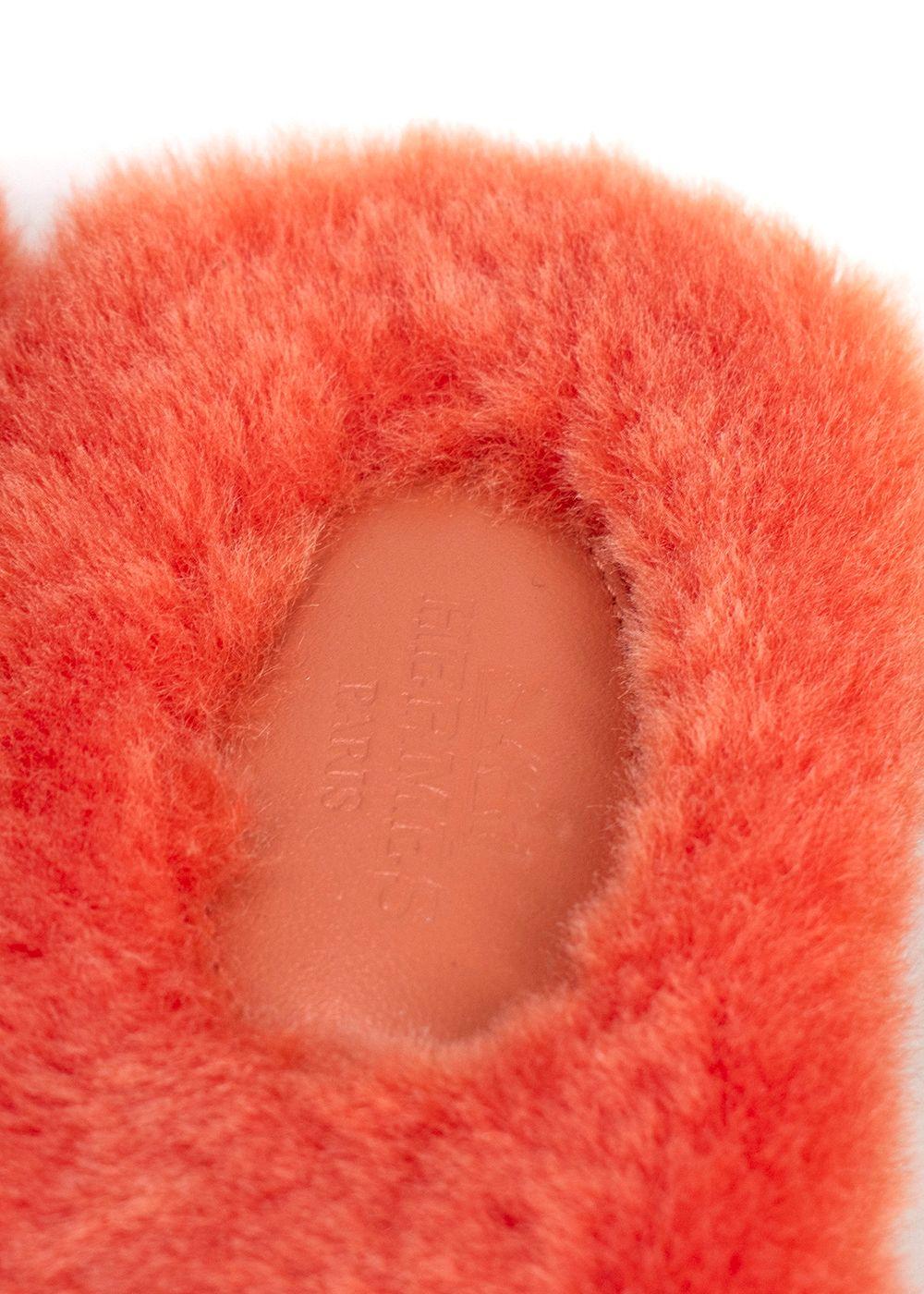 Hermes Orange Fluffy Oran Sandals