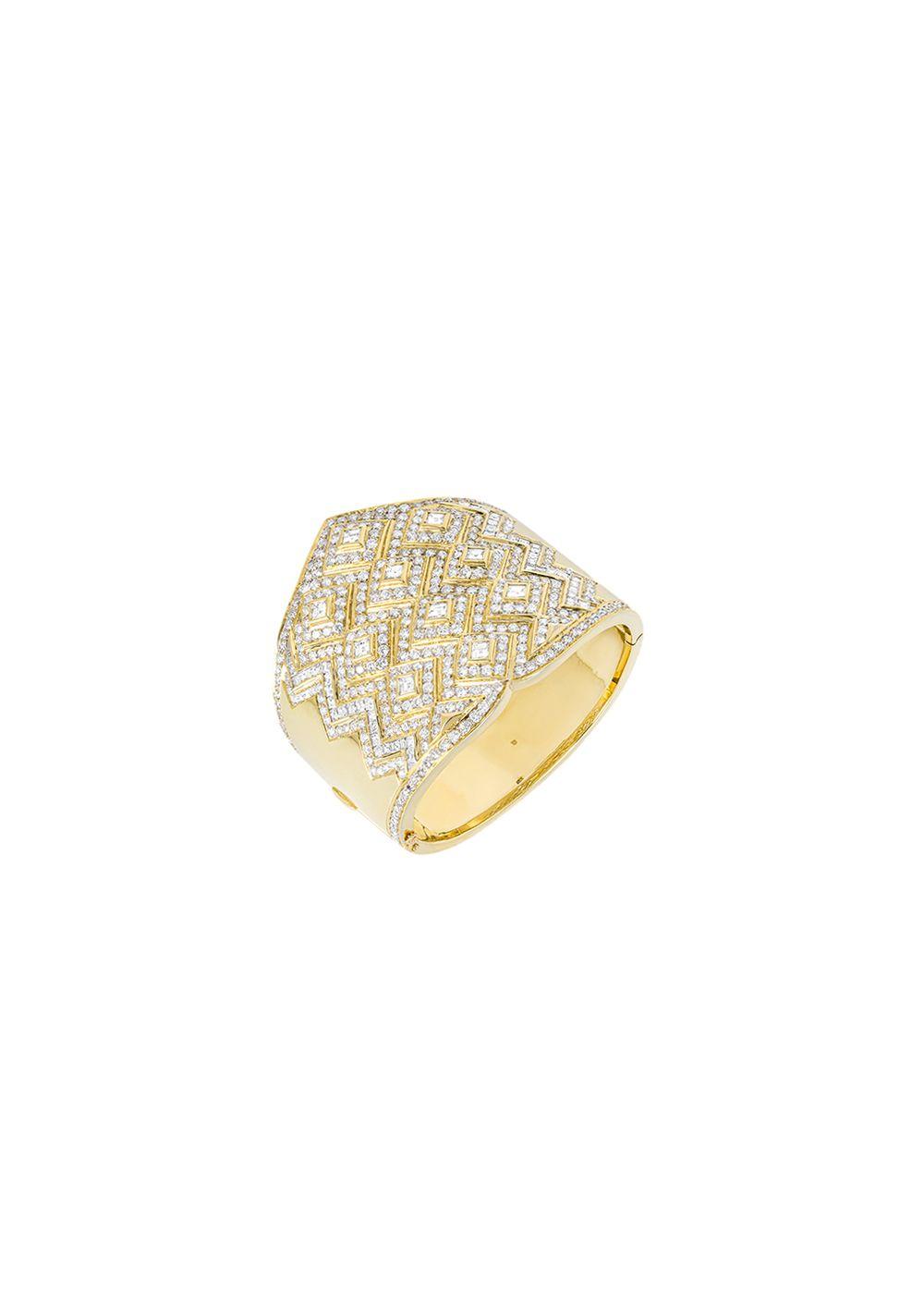 18ct yellow gold & diamond cuff bracelet 15.00ct TDW
