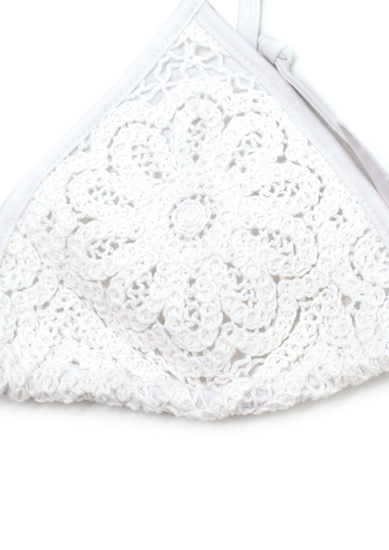 Borgo De Nor x Talia Collins White Crochet Divona Tie Bikini
