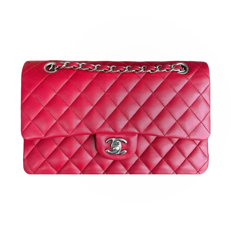 Red Quilted Lambskin Medium Classic Double Flap Bag