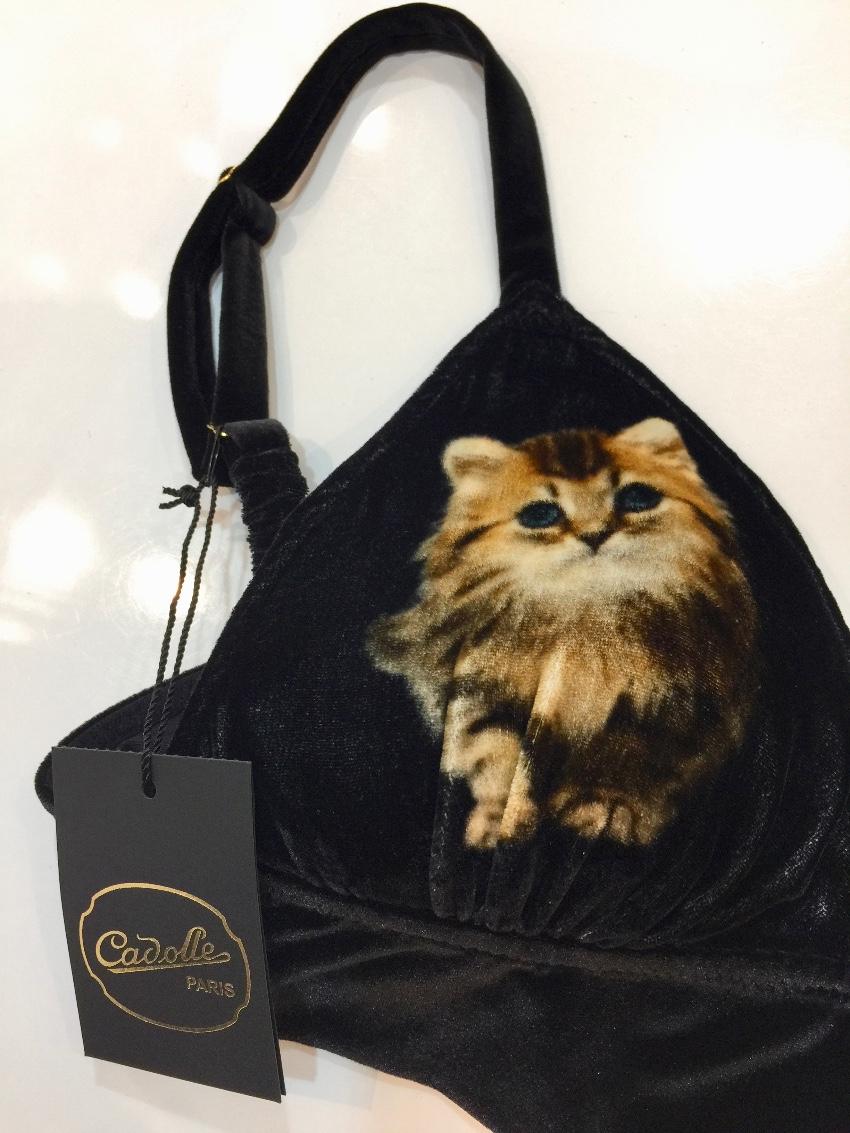 Cadolle Paris Couture Silk Velvet Divine Cats Set
