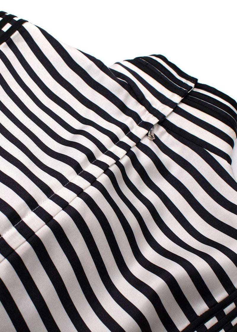 Dolce & Gabbana  Black and White Mandarin Collar Striped Silk Dress