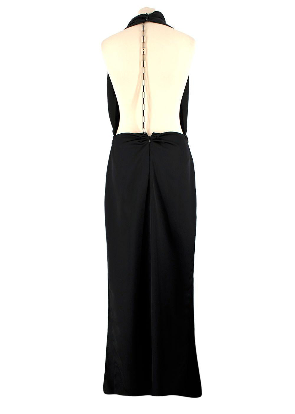 The Attico Black Chain Embellished Open-Back Satin Gown