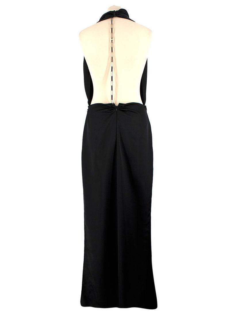 The Attico Black Chain Embellished Open-Back Satin Gown