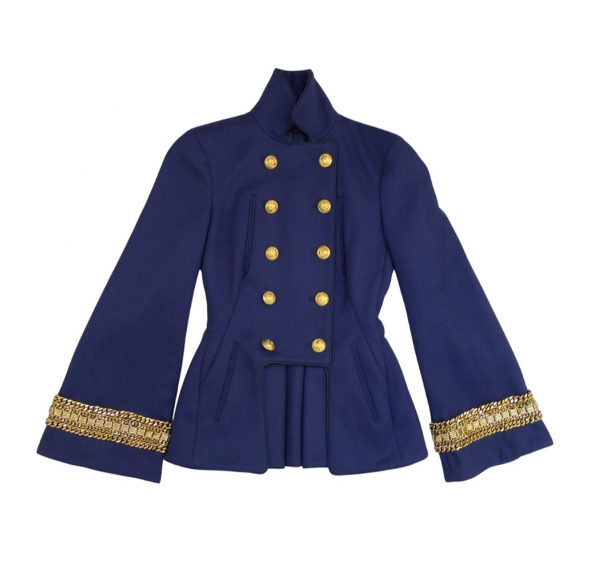 Alexander McQueen Blue Military Double Breasted Jacket